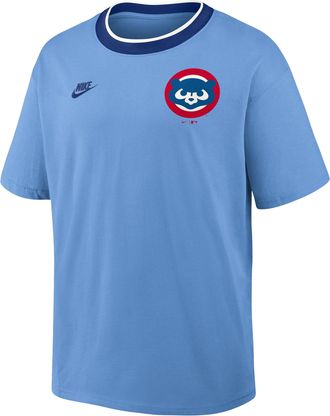 Nike Chicago Cubs Cooperstown Ringer Nike Mens MLB T-Shirt in Blue | 045Q0FUTC78-N3R