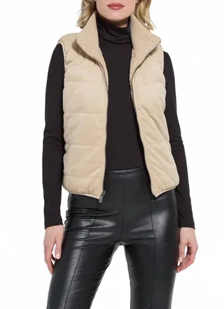 Lyss&eacute; Petra Reversible Puffer Sweater Vest In Blond Wood