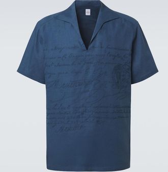 Berluti Scritto embroidered linen shirt