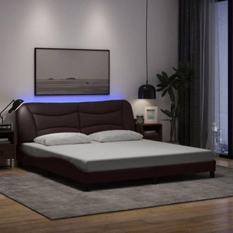 vidaXL Vidaxl - Estructura De Cama Con Led Sin Colch&oacute;n Marr&oacute;n Oscuro 180x200 Cm
