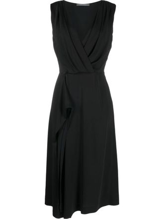Alberta Ferretti wrap style midi dress - women - Viscose/Elastane/Cupro - 40 - Black
