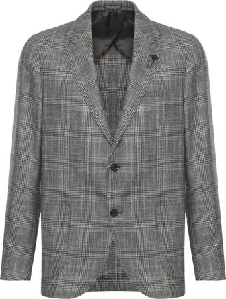 Lardini Tailored Grey Wool Jacket with Iconic Pin