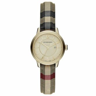 Burberry Womens BU10104 Honey Check Stamped Dial Ladies Watch - Multicolour Leather - One Size