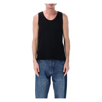 STUDIO NICHOLSON Sleeveless Tops, male, Black, Size: S Knit Tank