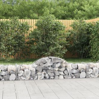 Berkfield Home Arched Gabion Baskets 14 pcs 200x50x40/60 cm Galvanised Iron in Silver