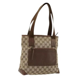 Gucci Pre-owned Tote Bags, female, Beige, Size: ONE SIZE Pre-owned GG Canvas Tote Bag