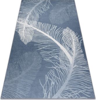 RugsX Rugsx - Alfombra Lavable Andre 1148 Plumas, Antideslizante - Azul Blue 120x170 Cm