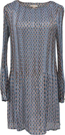 Maje Rockilane Geometric-Print Crepe Mini Dress in Blue Polyester