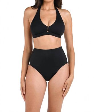 La Blanca Banded Halter Bikini Swimsuit Top In Black