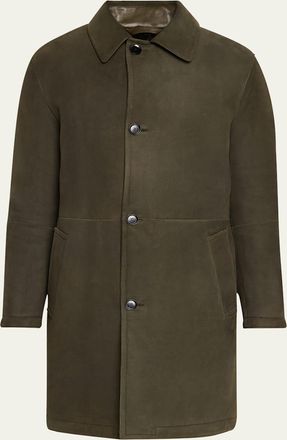 Brioni Mens Leather Overcoat