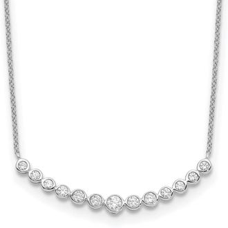 Diamond2Deal 14K Gold 1/2 Ct Lab Grown Diamond Curved Bar Necklace 18 Clarity VS, Color D-E