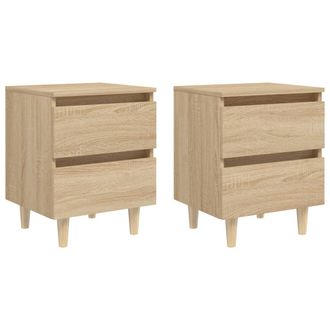 vidaXL Vidaxl - Mesitas De Noche 2 Uds Patas De Madera Roble Sonoma 40x35x50 Cm