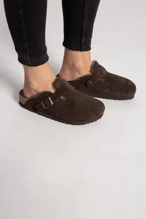 Birkenstock Boston VL Suede Slides, Womens, Brown