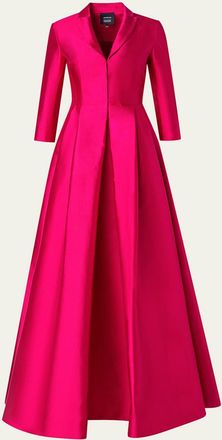 Akris Pintuck Silk Coat Dress Gown