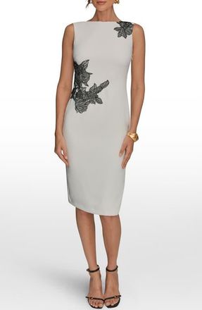 DKNY Embroidered Sheath Dress in Cream/Black at Nordstrom, Size 12