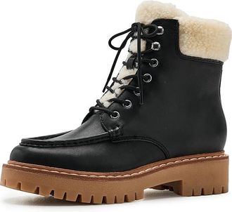 Marc Fisher Nallie Womens Boots Black Leather : 9.5 M, Faux Fur/Lace/Leather