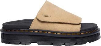 Dr. Martens Zebzag Suede Platform Slide - Dames - Sandalen - Beige - 39 EU - Su&egrave;de - Schoenen