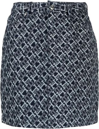 Tommy Hilfiger Denim short monogram rok - Dames - Korte rokken - Veelkleurig - M - Denim - Rokken