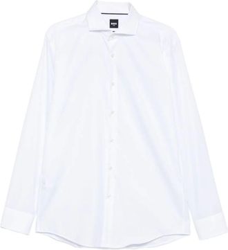 HUGO BOSS Overhemden, Heren, Wit, 4Xl, Katoen, Witte Katoenen Klassieke Overhemd met Lange Mouwen