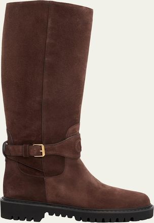 Valentino Garavani 40mm VLogo Signature Suede Knee-High Boots