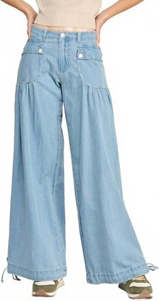 Miss Love Lotus Denim Jeans In Light Blue