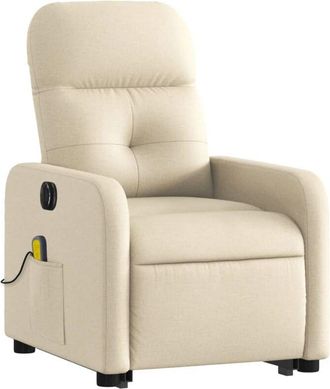 vidaXL Vidaxl - Sill&oacute;n De Masaje El&eacute;ctrico Reclinable Elevable Tela Crema
