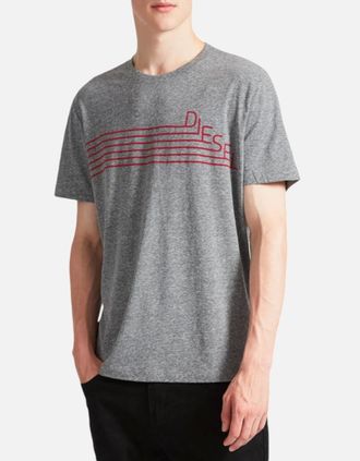 Diesel Mens DIESEL T JOE QF Mens T Shirt Short Sleeve Crew Neck Casual Summer Cotton Tees - Grey - Size: 38