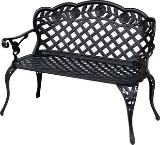 OUTSUNNY Garden Bench Park Chair Cast Aluminium Outdoor 2-seater Outdoor Black