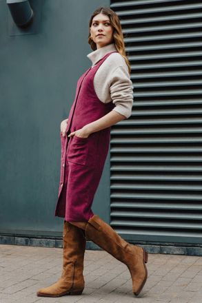 Roman Corduroy Pinafore Midi Dress