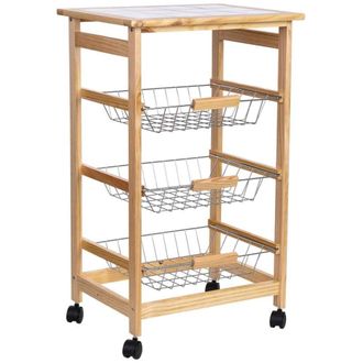 Wanderlust Deco Carro de cocina de madera47x37x79h cm marr&oacute;n