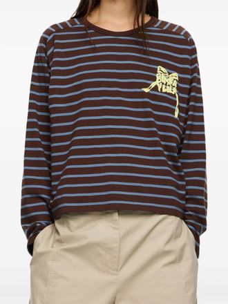 Bimba & Lola striped long-sleeve T-shirt - women - Organic Cotton/Polyester - S - Brown