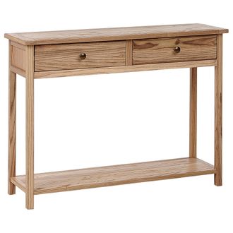 Beliani Beliani - Consola Decorativa Con 2 Cajones Estilo R&uacute;stico Madera Clara Salton