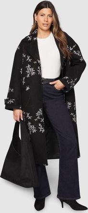 Wallis Floral Three Button Collared Coat in Black at Nordstrom, Size 12