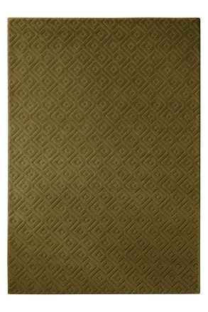 Wecon Home Alfombra de lana con relieve verde oliva oscuro 160x230