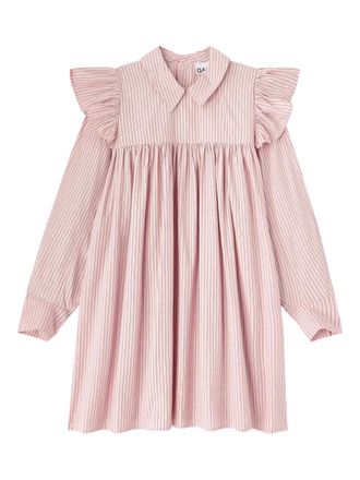 Ganni ruffled striped mini dress - women - Fabric - 36 - Pink