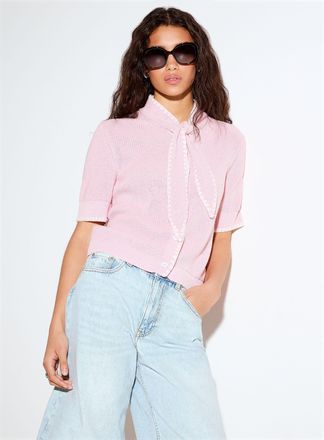 Vero Moda Womens Shaker-rib cropped scarf-collar Cardigan Sweater