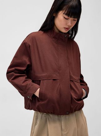 Twik Womens Buttoned stand collar twill jacket