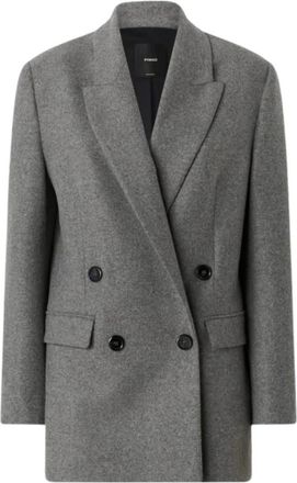 Pinko Double-breasted Wool Blend Jacket - Dames - Blazers - Grijs - S - Wol - Jassen