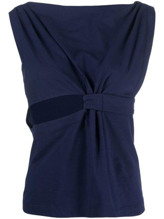 Alberta Ferretti cut-out sleeveless blouse - women - Cotton/Spandex/Elastane - 44 - Blue
