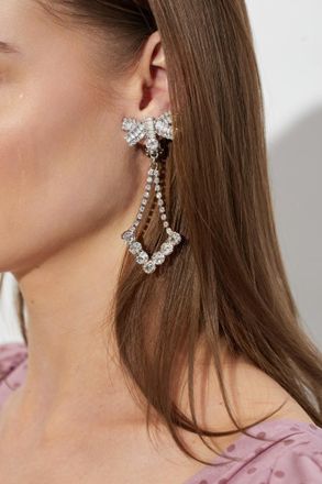 Alessandra Rich Clip-on Earrings With Crystals, Womens, Silver