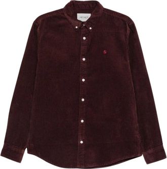 Carhartt Work in Progress Madison Cord Shirt - Heren - Casual Overhemden - Rood - M - Katoen - Overhemden