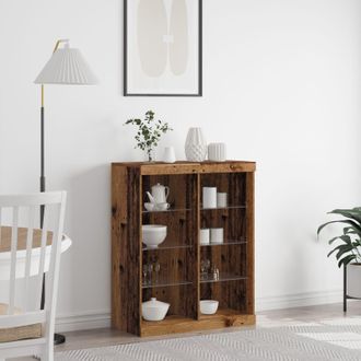 Berkfield Home Sideboard with LED Lights Old Wood 41x37x100 cm in Brown | Size: 41 x 37 x 100 cm