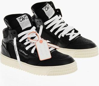 Off-white Glittered Leather 3.0 OFF COURT High-Top Sneakers size 37