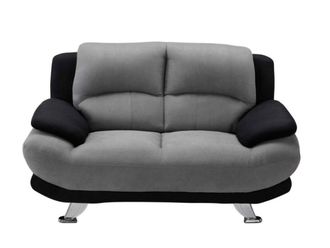 VENTE-UNIQUE.COM Sof&aacute; fijo microfibra 2 plazas negro, gris 150x91cm