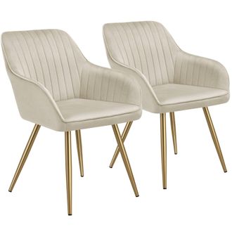 TecTake Dining Chair Marilyn Set Of 2 - Cream/Gold in Cream | Size: 2 Pack