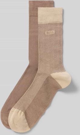 HUGO BOSS Str&uuml;mpfe aus Baumwoll-Mix im 2er-Pack in Beige, Gr&ouml;&szlig;e 39-42