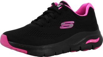 Skechers Womens Arch Fit-Sunny Outlook Trainers Black/Hot Pink, Black Pink, 5.5 UK