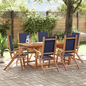 vidaXL Juego Comedor De Jard&iacute;n 7 Pzas Madera Maciza Acacia Y Textileno Vidaxl