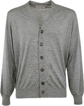 Brunello Cucinelli MenS Lignite Wool Silk Cardigan, Size 38