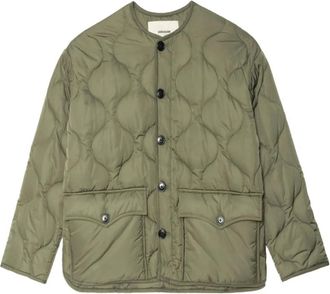 Zadig&Voltaire Jassen, Dames, Groen, S, Polyester, Groene Gewatteerde Jas met Ronde Hals